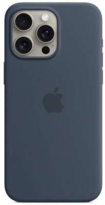 Чехол клип-кейс силиконовый Apple Silicone Case MagSafe для iPhone 15 Pro Max, цвет Storme Blue (MT1P3)