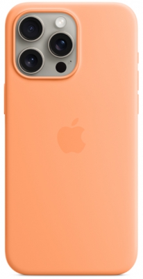 Чехол клип-кейс силиконовый Apple Silicone Case MagSafe для iPhone 15 Pro Max, цвет Orange Sorbet (MT1W3)