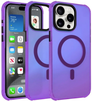 Чехол накладка противоударный Gurdini Asty Series с поддержкой Magsafe для iPhone 15 Pro Max (6.7) (фиолетовый)
