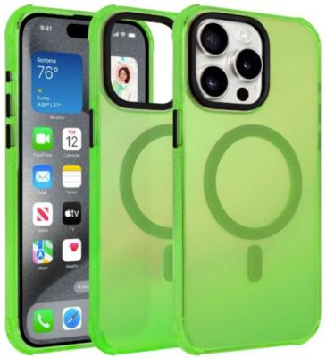 Чехол накладка противоударный Gurdini Asty Series с поддержкой Magsafe для iPhone 15 Pro (6.1) (зеленый)