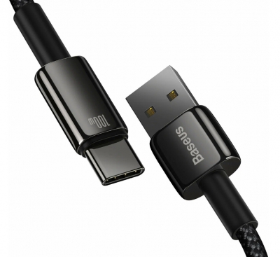 Кабель из износостойкой нейлоновой оплетки Baseus Tungsten Gold Fast Charging Data Cable USB - Type-C (CAWJ000101),  100W , 2 метр (черный)