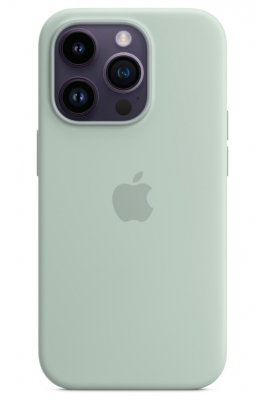 Чехол клип-кейс силиконовый Apple Silicone Case MagSafe для iPhone 14 Pro, цвет «Succulent». нежно-зеленый (MPTL3ZM/A)