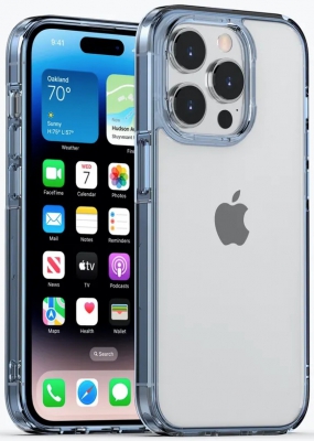 Чехол накладка Gurdini Alba Series Protective для iPhone 14 Pro Max (голубой полупрозрачный)