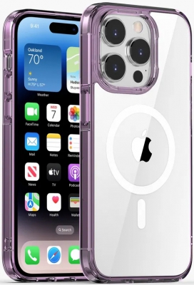 Чехол накладка Gurdini Alba Series  для iPhone 14 Pro Max с поддержкой Magsafe (Фиолетовый)
