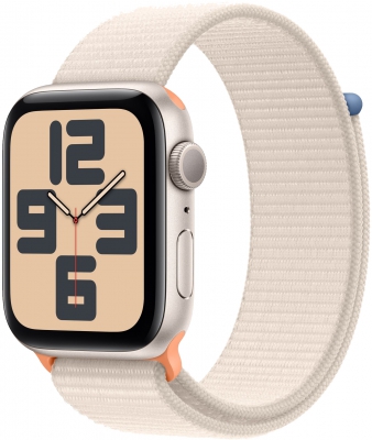 Часы Apple Watch SE 2023, 40 мм, корпус из алюминия цвета «сияющая звезда», спортивный браслет (loop) цвета «сияющая звезда» (MR9W3)