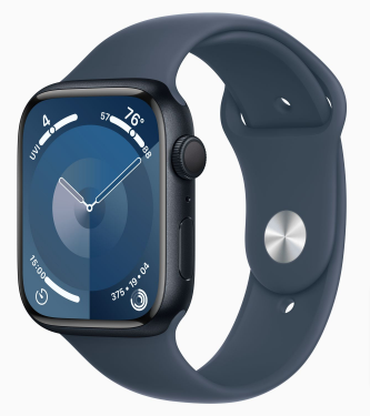 Часы Apple Watch SE 2023, 44 мм, корпус из алюминия цвета «тёмная ночь», спортивный ремешок цвета «синий шторм», размер M/L