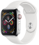 Apple Watch Series 4 Cellular, 44 мм, корпус из нержавеющей стали, спортивный ремешок белого цвета (MTV22)