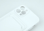 Чехол накладка силиконовый CTI для Apple iPhone 12 Pro (6.1) с защитой объектива камеры и карманом для карт (белый) цена