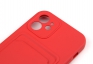Чехол накладка силиконовый CTI для Apple iPhone 12 (6.1) с защитой объектива камеры и карманом для карт (коралловый) Екатеринбург