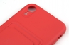 Чехол накладка силиконовый CTI для Apple iPhone XR (6.1) с защитой объектива камеры и карманом для карт (красный) Екатеринбург