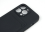 Чехол накладка силиконовый CTI для Apple iPhone 13 Pro (6.1) с защитой объектива камеры и карманом для карт (черный) купить