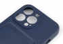 Чехол накладка силиконовый CTI для Apple iPhone 13 Pro (6.1) с защитой объектива камеры и карманом для карт (темно-синий) купить