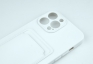 Чехол накладка силиконовый CTI для Apple iPhone 13 Pro Max (6.7) с защитой объектива камеры и карманом для карт (белый) цена