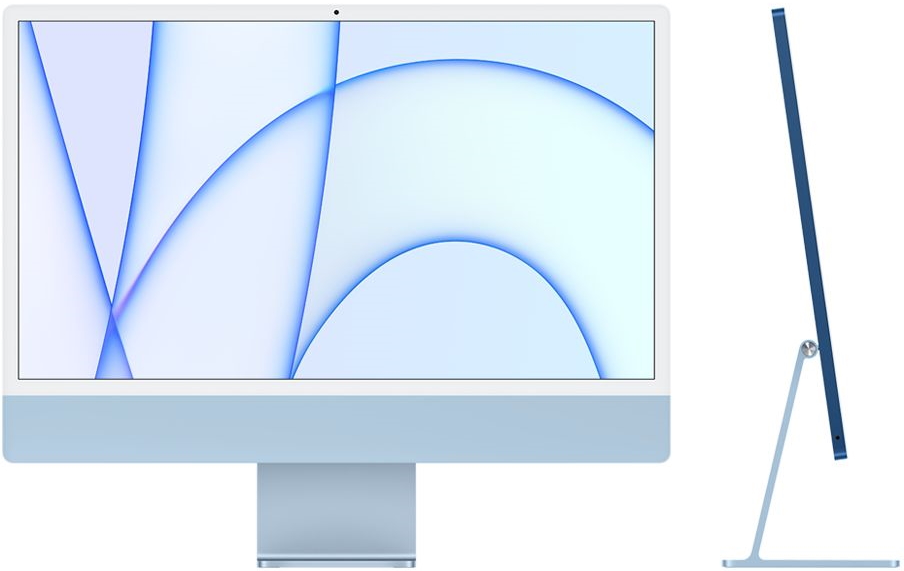 Моноблок Apple iMac 24" с дисплеем Retina 4,5K, M1 (7-core GPU), 8 ГБ, 256 ГБ синий (MJV93) 2021
