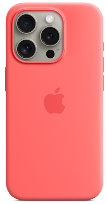 Чехол клип-кейс силиконовый Apple Silicone Case MagSafe для iPhone 15 Pro, цвет Guava (MT1G3)