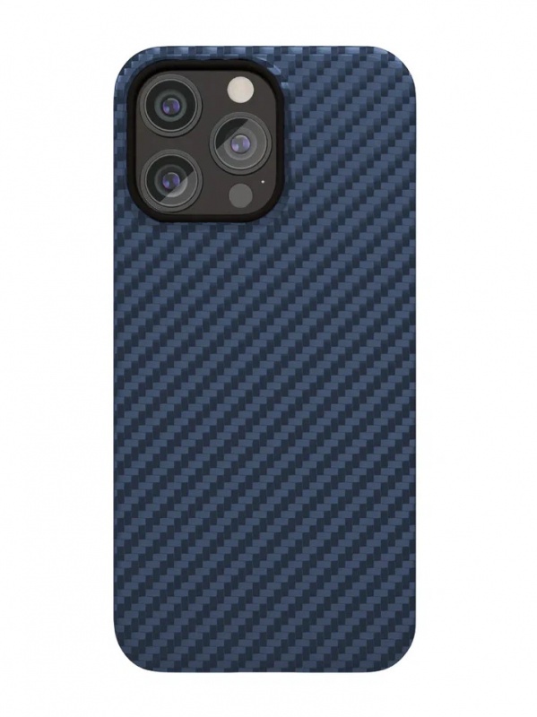 Чехол ультратонкий кевларовый VLP Kevlar Case с поддержкой MagSafe для iPhone 15 Pro (темно-синий)