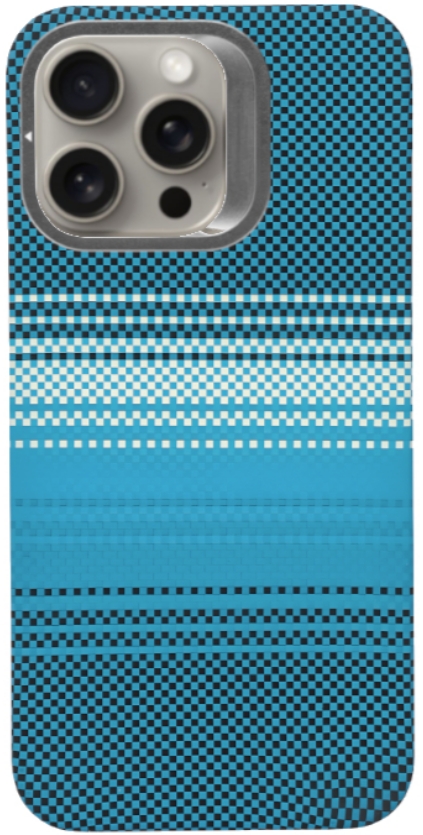 Чехол карбоновый накладка с подставкой Gurdini Carbon Design (Magsafe & Lense holder) для iPhone 15 Pro (Moon Rising Blue, синяя луна)