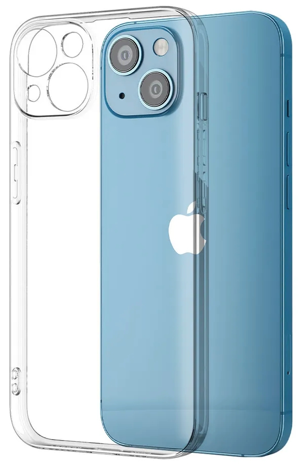 Чехол накладка силиконовый CTI для iPhone 15 Plus с защитой объектива камеры (прозрачный)