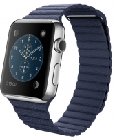 Apple Watch Blue Leather Loop Корпус 42 мм, нержавеющая сталь, синий кожаный ремешок (42mm Stainless Steel Case with Bright Blue Leather Loop) (MJ462)