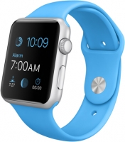 Часы Apple Watch Sport, Корпус 42 мм из серебристого алюминия, спортивный ремешок голубой (B2) (MLC52)