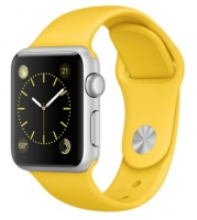 Apple Watch Sport Корпус 38 мм, серебристый алюминий, спортивный ремешок жёлтого цвета (MMF02)