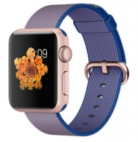 Apple Watch Sport Корпус 38 мм, алюминий цвета «розовое золото», ремешок из плетёного нейлона цвета «кобальт» (MMF42)