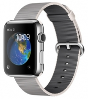 Apple Watch Корпус 42 мм, нержавеющая сталь, ремешок из плетёного нейлона жемчужного цвета (MMG02)