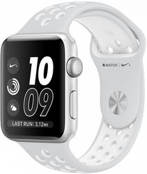 Apple Watch Nike+, Корпус 38 мм из серебристого алюминия, спортивный ремешок Nike цвета «чистая платина/белый», (MQ172)