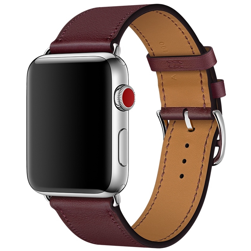 Ремешок Hermès Simple Tour из кожи Swift цвета Bordeaux для Apple Watch 42 мм (MQX12ZM/A)