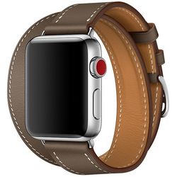 Ремешок Hermès Double Tour из кожи Swift цвета Étoupe для Apple Watch 38 мм, размер M (MNHG2ZM/A)