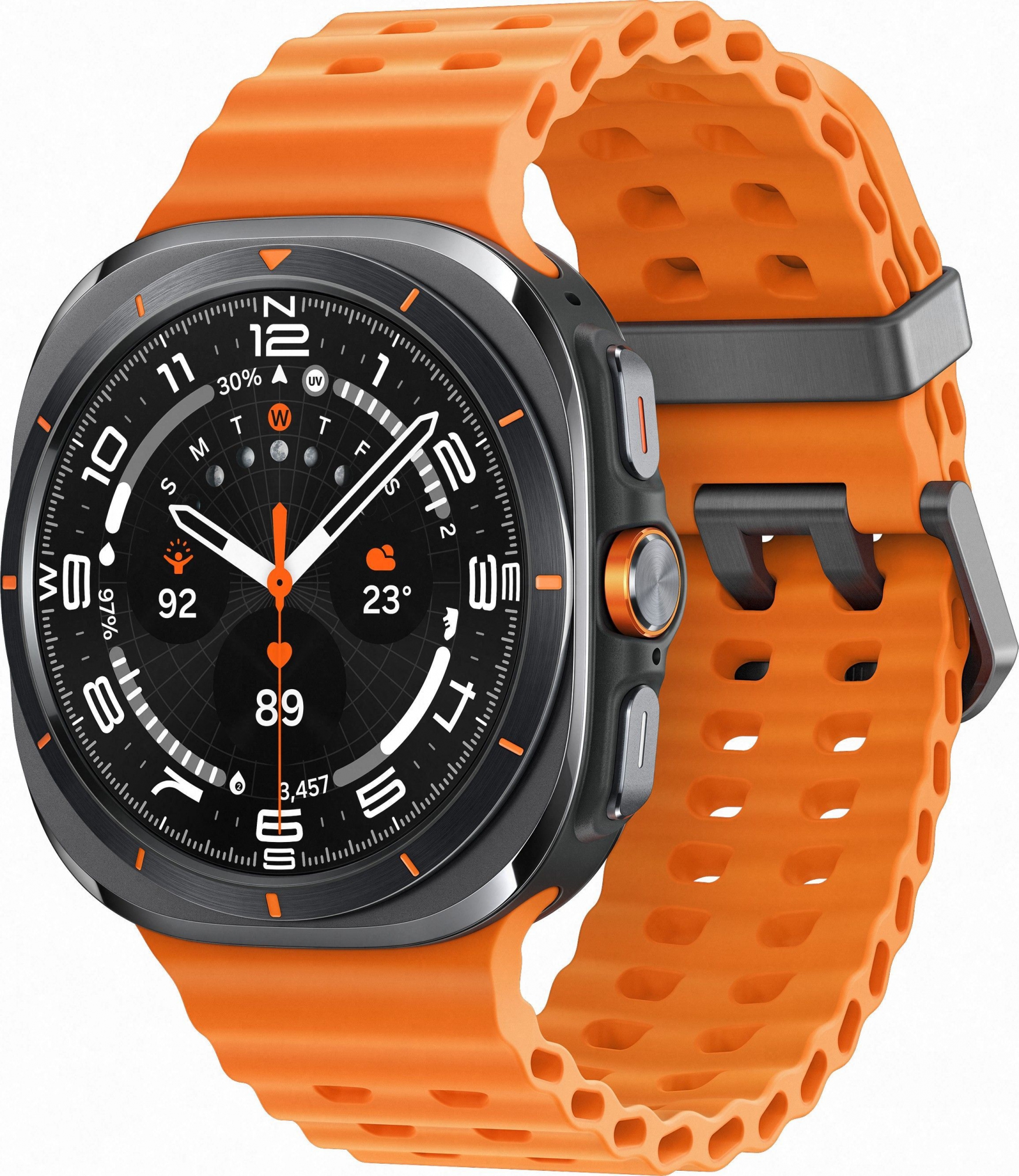 Часы Samsung Galaxy Watch Ultra 47мм, LTE, корпус из титана серого цвета, морской ремешок оранжевого цвета (SM-L705) 2025