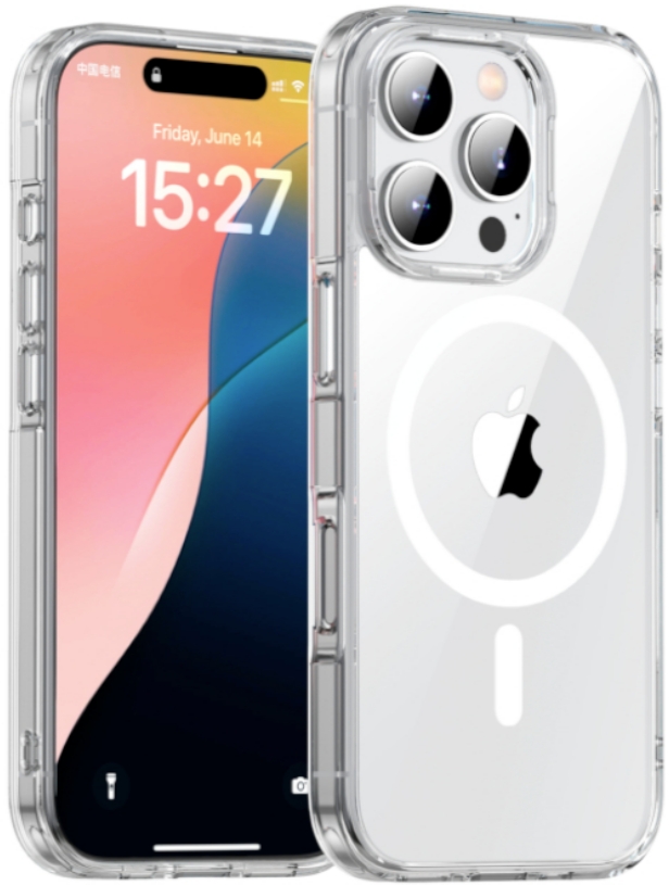 Чехол накладка Gurdini Alba с поддержкой Magsafe для iPhone 16 Pro Max (прозрачный)