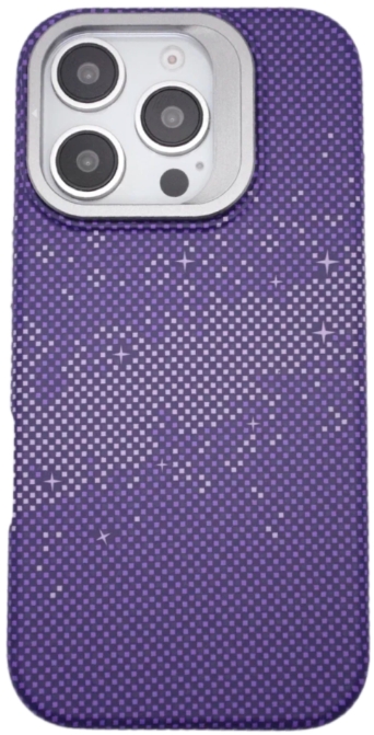 Чехол карбоновый накладка с подставкой Gurdini Carbon Design (Magsafe & Lense holder) для iPhone 16 Pro Max  (Galaxy Purple, галактический фиолетовый)