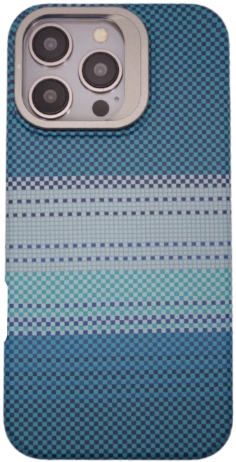Чехол карбоновый накладка с подставкой Gurdini Carbon Design (Magsafe & Lense holder) для iPhone 16 Pro Max  (Moon Rising Blue, синяя луна)