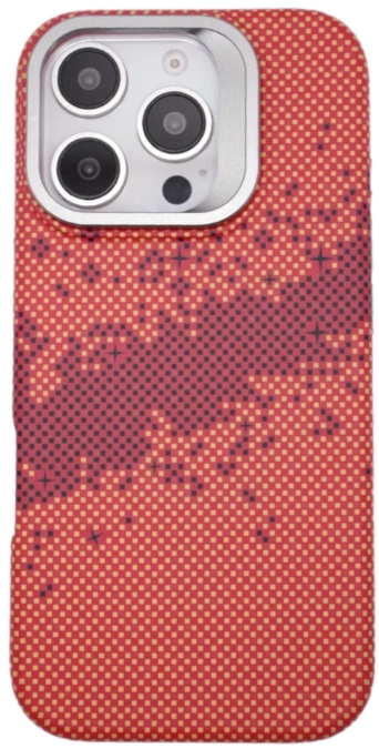 Чехол карбоновый накладка с подставкой Gurdini Carbon Design (Magsafe & Lense holder) для iPhone 16 Pro Max  (Galaxy Orange, галактический оранжевый)