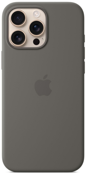 Чехол клип-кейс силиконовый Apple Silicone Case MagSafe для iPhone 16 Pro Max, цвет Stone Gray, Серый камень (MYYV3)