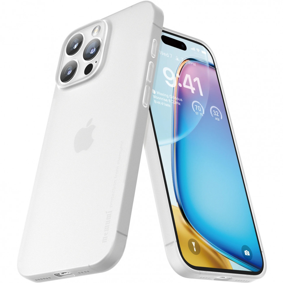 Чехол ультратонкий Memumi Ultra Slim Premium 0.3mm with Magsafe White для Apple iPhone 16 Pro Max (белый)