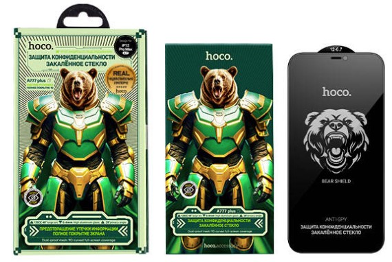 Защитное стекло Антишпион (ANTI-SPY) HOCO Bear anti-spy для iPhone 16 Pro Max (приватное)