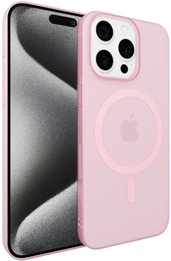 Чехол тонкий накладка Gurdini Slim Series c поддержкой MagSafe для Apple iPhone 16 Pro (розовый)