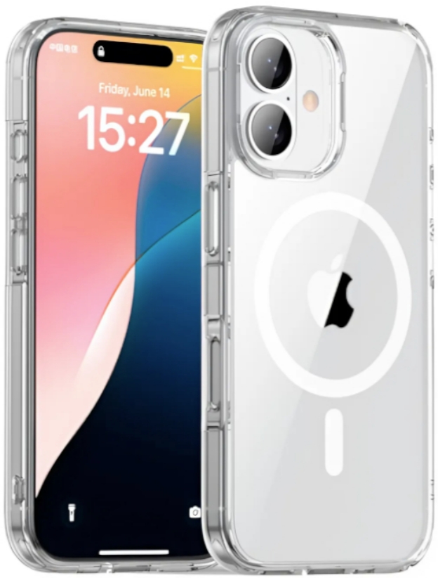 Чехол накладка Gurdini Alba с поддержкой Magsafe для iPhone 16 Plus (прозрачный)
