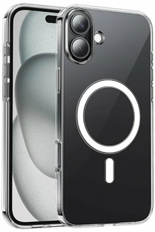 Чехол накладка силиконовый HOCO Premium c поддержкой MagSafe противоударный для Apple iPhone 16 Plus (прозрачный)