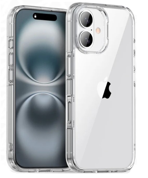 Чехол накладка Gurdini Alba Series Protective для iPhone 16 Plus (черный полупрозрачный)