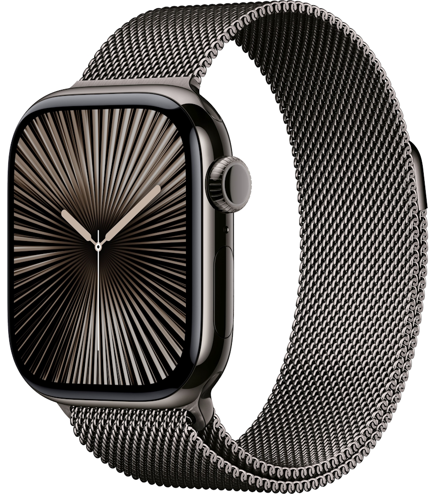 Часы Apple Watch Series 10 Cellular, 42 мм, корпус из титана грифельного цвета, миланский браслет грифельного цвета (MX053)