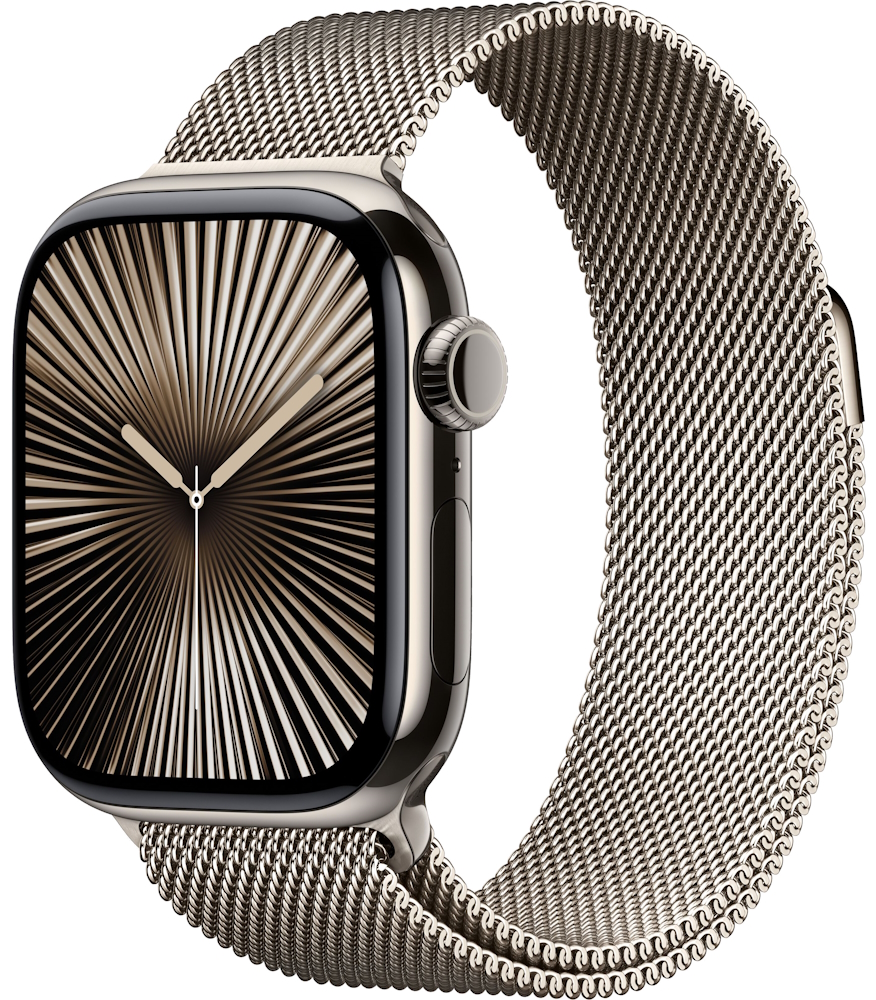 Часы Apple Watch Series 10 Cellular, 42 мм, корпус из титана натурального цвета, миланский браслет натурального цвета (MWXF3) Часы Apple Watch Series 10 Cellular, 42 мм, корпус из титана натурального цвета, миланский браслет натурального цвета (MWXF3)