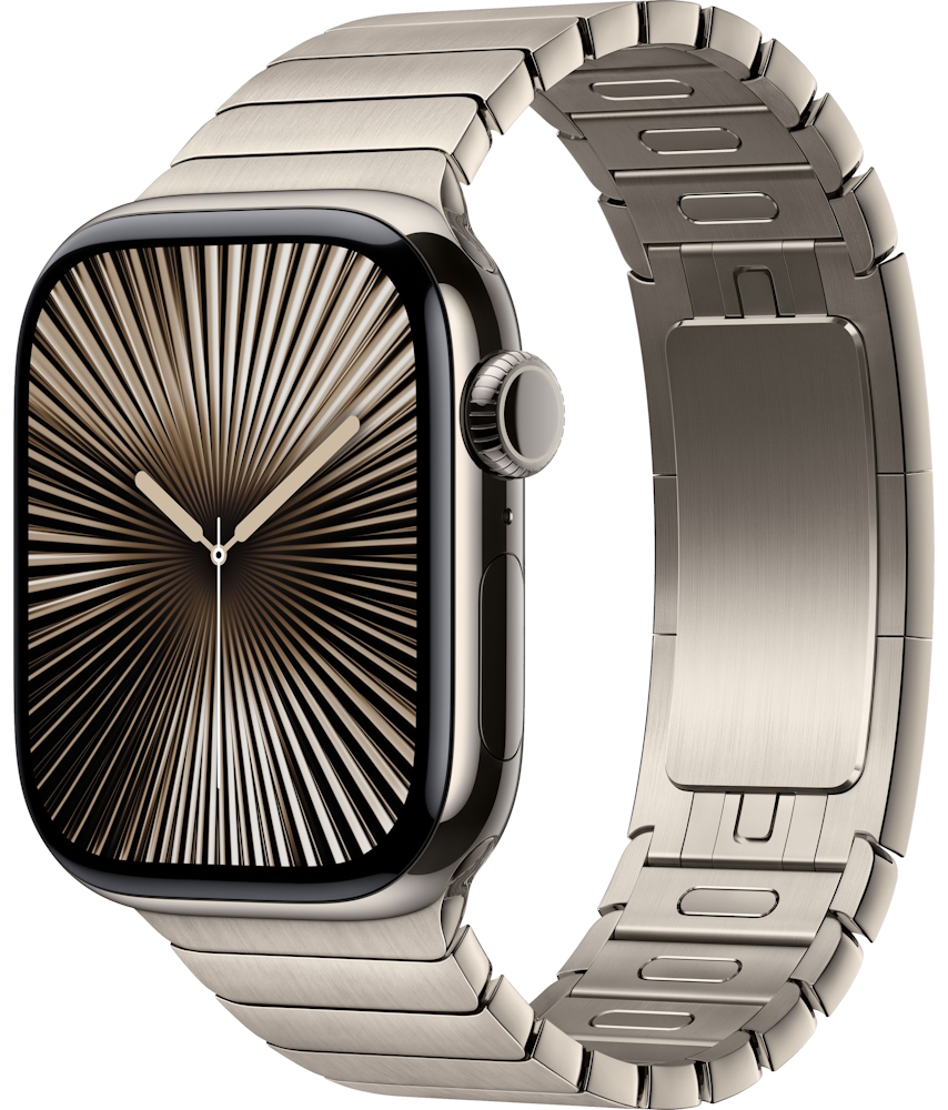 Часы Apple Watch Series 10 Cellular, 42 мм, корпус из титана натурального цвета, блочный браслет натурального цвета (MX0J3+MXMA3)