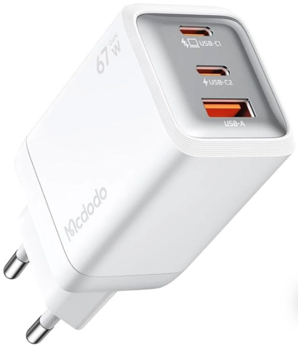 Сетевое зарядное устройство Mcdodo 67W Gan Series CH-0971 2xUSB-C + USB-A/PD 3.0/QC 3.0/67Вт (белое)