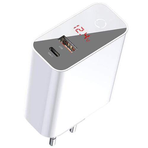Сетевое зарядное устройство Baseus Speed PPS Smart Shutdown + Digital Display Quick Charger USB A+C 45W (Белое)