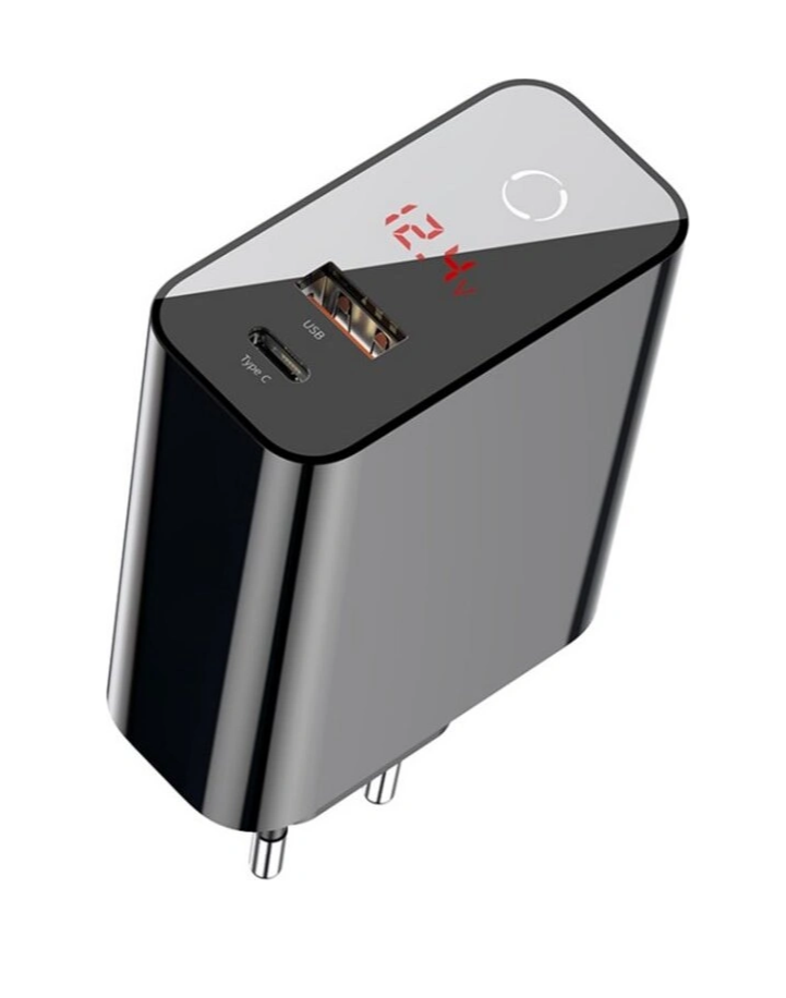 Сетевое зарядное устройство Baseus Speed PPS Smart Shutdown + Digital Display Quick Charger USB A+C 45W (Черное)