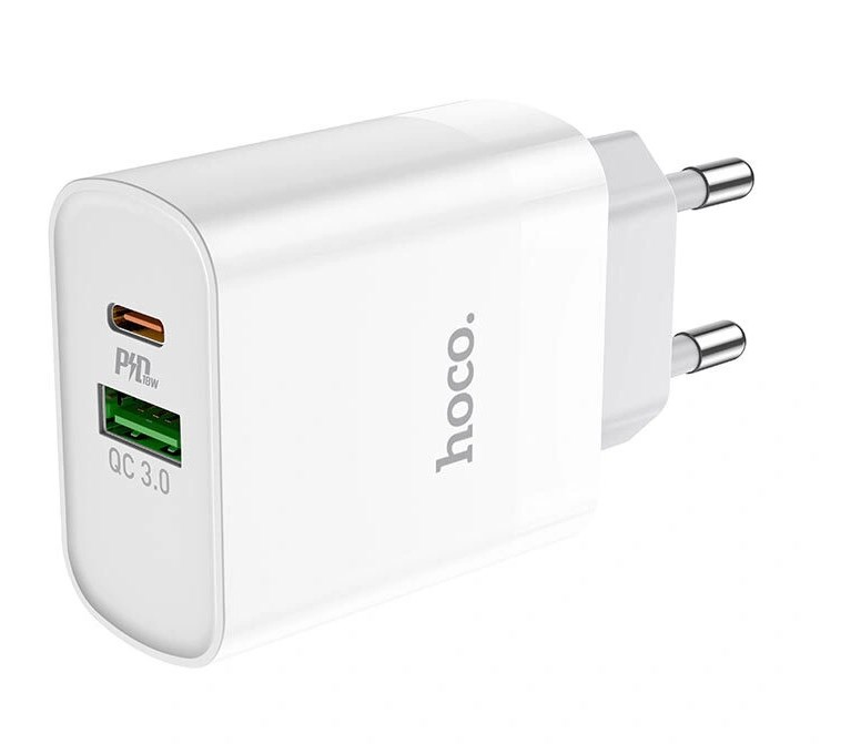 Сетевое зарядное устройство HOCO C80A USB+Type-C (PD+QC3.0+FCP+ACP) белое