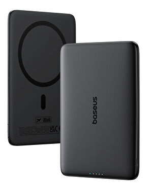 Металлический ультратонкий внешний аккумулятор Baseus PicoGo AM41 Ultra-slim с поддержкой Magsafe  Qi2/5000mAh/3A/USB-C (черная ночь)